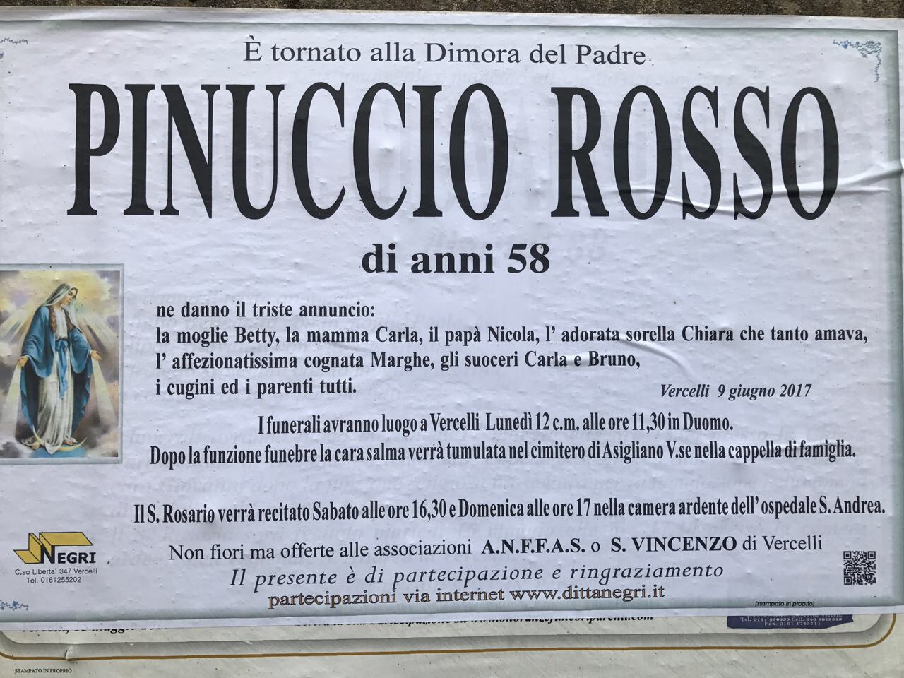 I FUNERALI DI PINUCCIO ROSSO